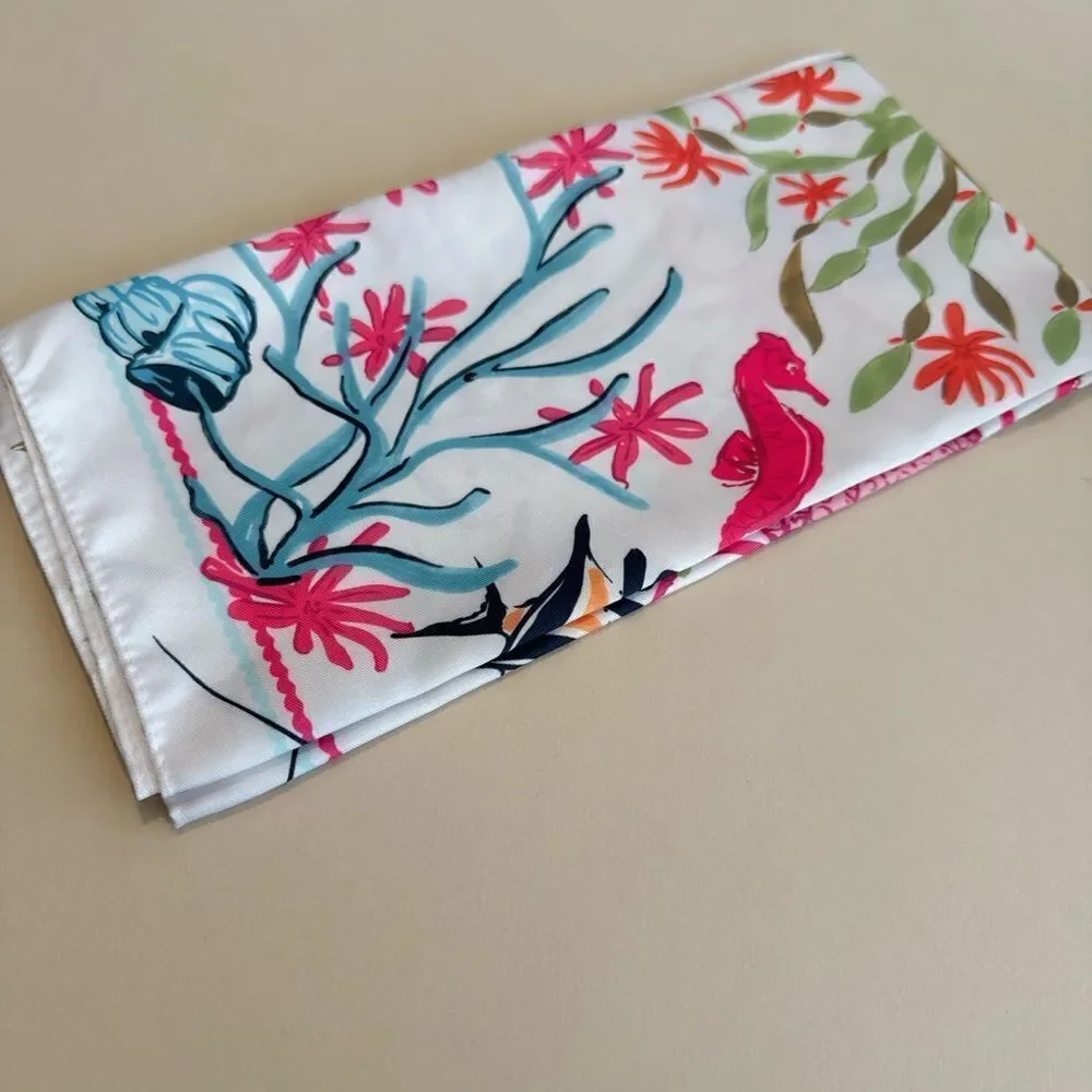 Colorful Sea Life Print Square Scarf P36